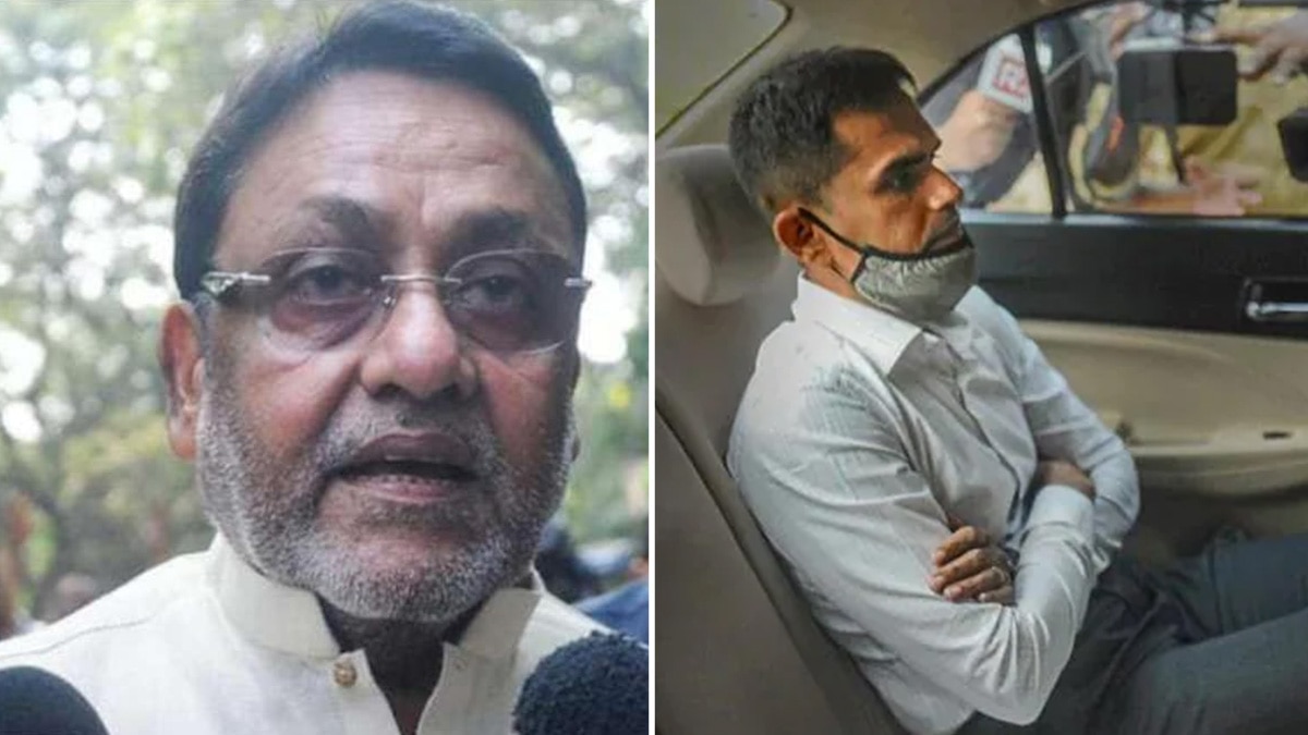 Maharashtra minister and NCP leader Nawab Malik; Narcotics Control Bureau (NCB) zonal director Sameer Wankhede. (Image: PTI)