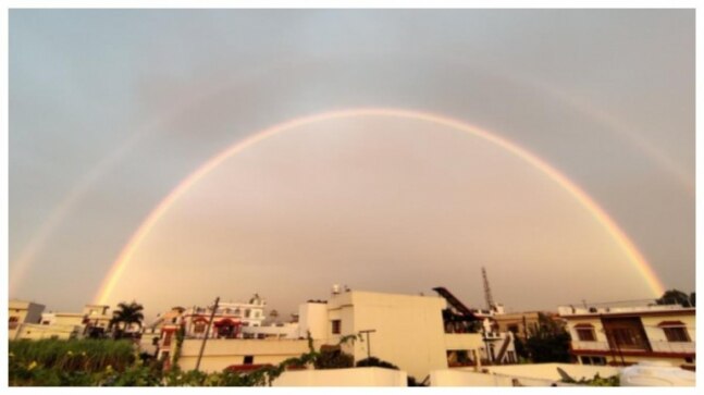 Double rainbows brighten up Delhi NCR sky after heavy rains. Viral tweets