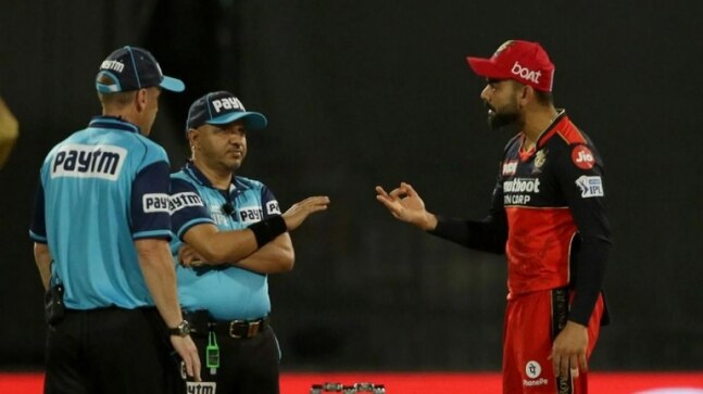 IPL 2021 Eliminator: Virat Kohli argues with umpire Virender Sharma after overturned LBW decision vs KKR