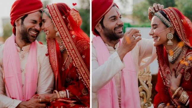 Rajkummar Rao and Patralekhaa look regal in Sabyasachi outfits on wedding day