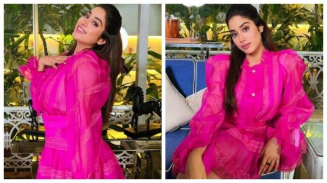 Janhvi Kapoor in fuchsia pink dress nails the girl-next-door look. See pics