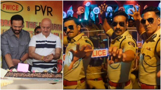 Rohit Shetty cuts cake to celebrate Sooryavanshi’s massive success in theatres. See pics