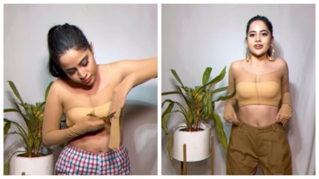 Urfi Javed makes a top with a pair of stockings in new video on Instagram. Internet reacts
