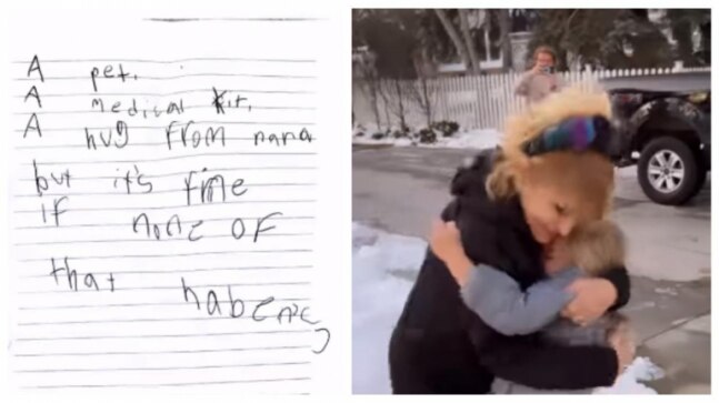 Little girl asks for a hug from grandma as a Christmas present. Viral video shows what happened next