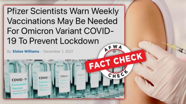 Fact Check: Vaccination every week to prevent Omicron lockdown? No, it's satire - Vimarsana News