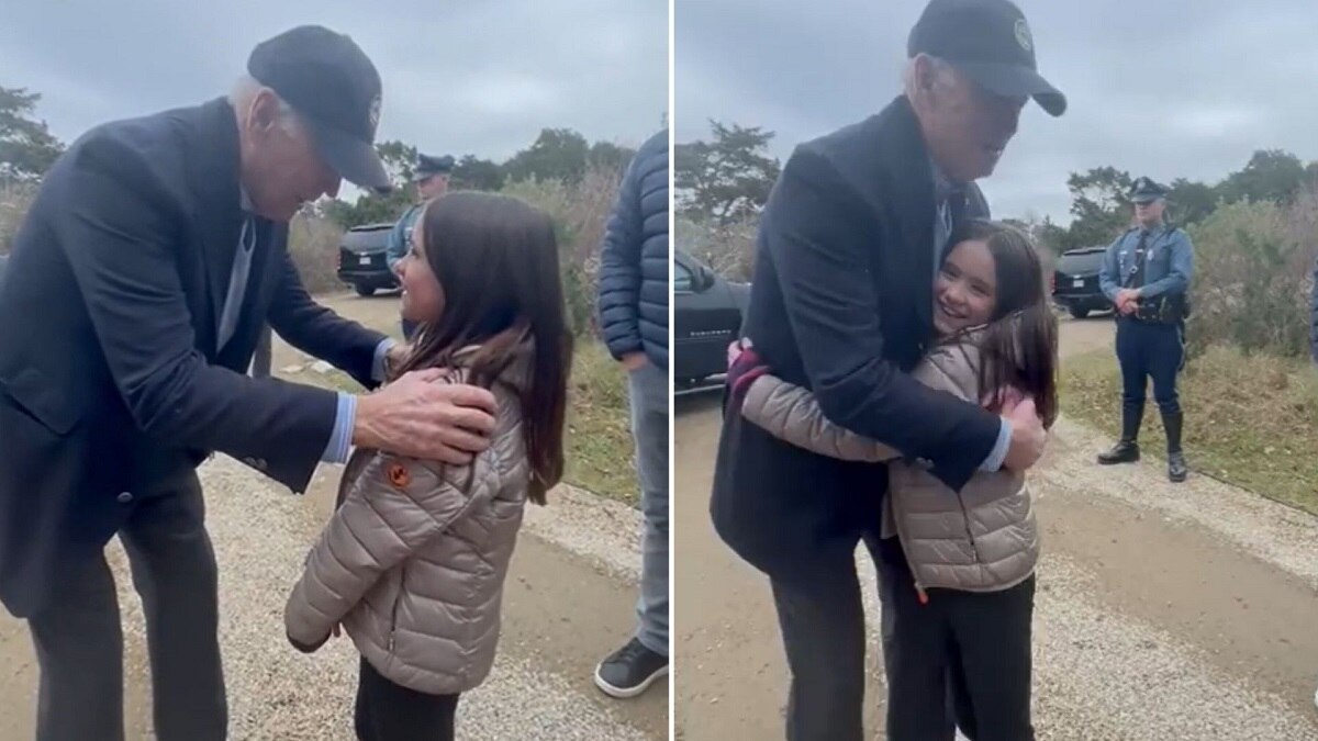 Little girl with stutter hugs Joe Biden after his encouraging words. Viral video has 2 million views