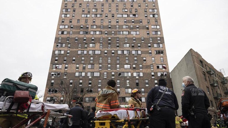 BSH NEWS Emergency personnel at the scene of a fatal fire at an apartment building in New York on Sunday. (Photo: AP) BSH NEWS Emergency personnel at the scene of a fatal fire at an apartment building in New York on Sunday. (Photo: AP)