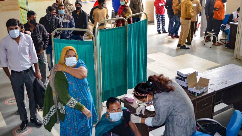 File photo of an ongoing Covid-19 vaccination campaign in Gurugram