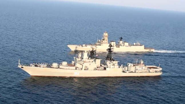 Indian Navy's indigenous INS Kochi takes part in joint exercise with Russian warships