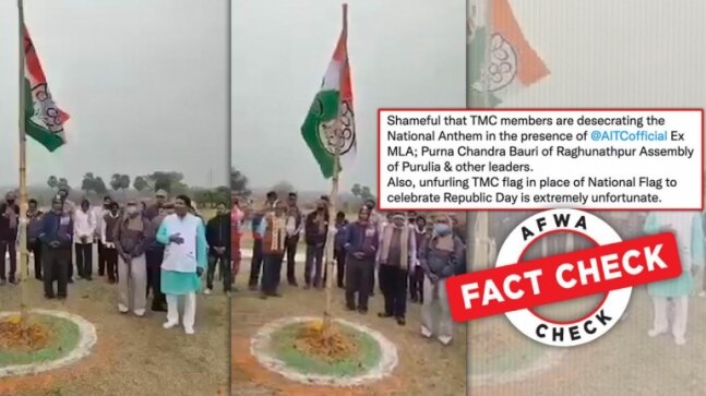 Fact Check: Did this TMC leader hoist party flag in place of Tricolour on R-Day? Not really