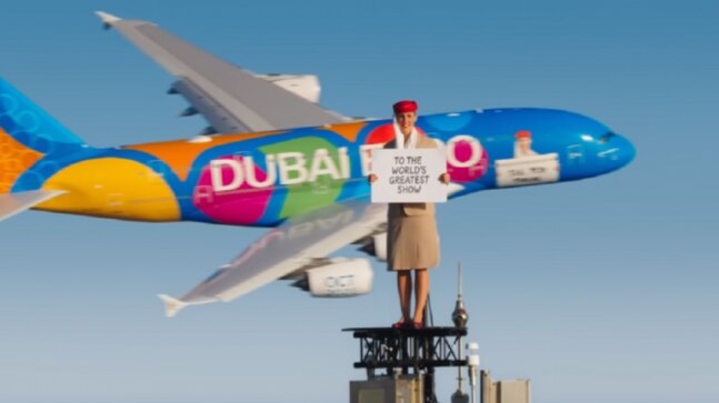 Woman stands on top of Burj Khalifa again in viral Emirates ad. This time, there is a massive A380 plane too - Vimarsana News