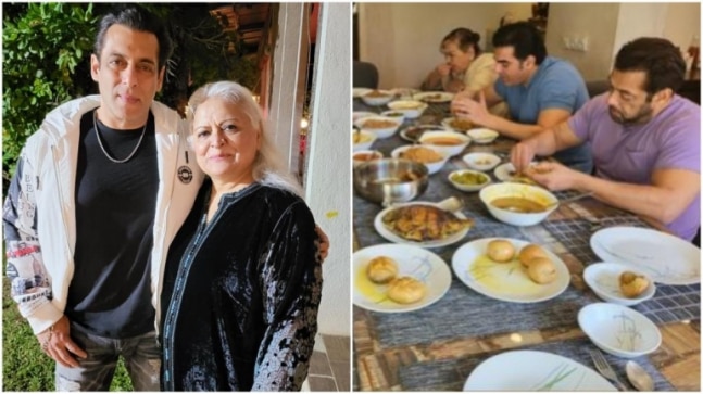 Salman Khan gorges on dal bati churma with brother Arbaaz at family friend Beena Kak's home. See pics