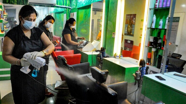 West Bengal govt relaxes Covid curbs, allows salons to open at 50% capacity  salon getting sanitised