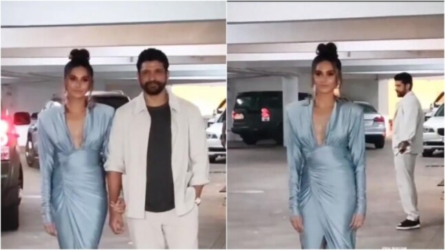 Farhan Akhtar is the perfect husband ever as he waits for Shibani Dandekar getting papped. Watch