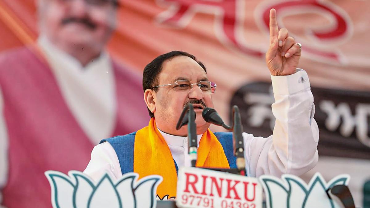 JP Nadda at a rally in Manipur