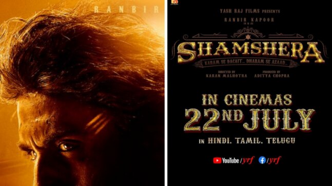 Shamshera release date out. Ranbir Kapoor returns to films after 4 years with Vaani, Sanjay Dutt on July 22