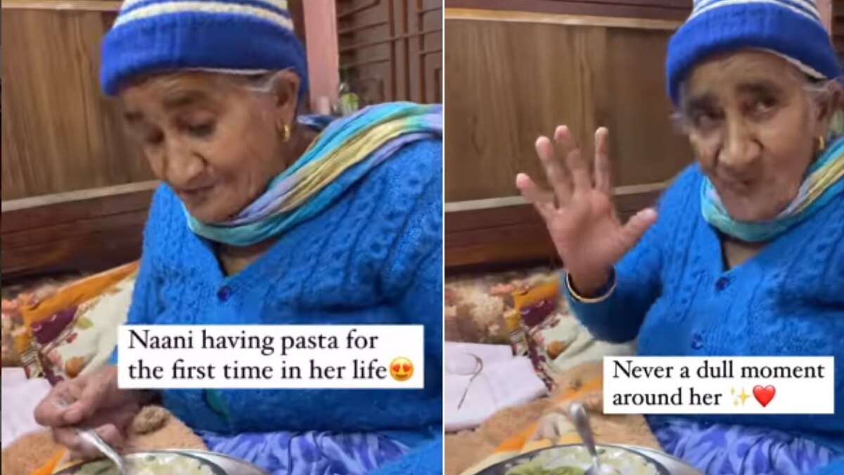 Desi nani tries spinach pasta for the first time in viral video. (Image courtesy: Instagram)