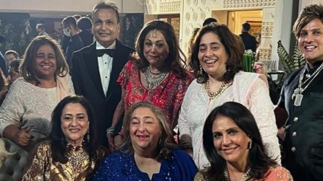 Anil and Tina Ambani pose with guests in first pics from their son Anmol Ambani's wedding reception