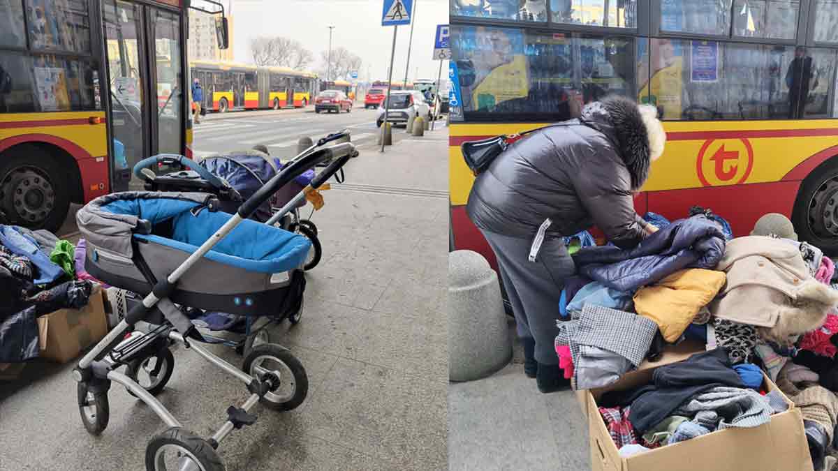 Mieszkańcy Warszawy przekazują ubrania, wózki i żywność ukraińskim uchodźcom