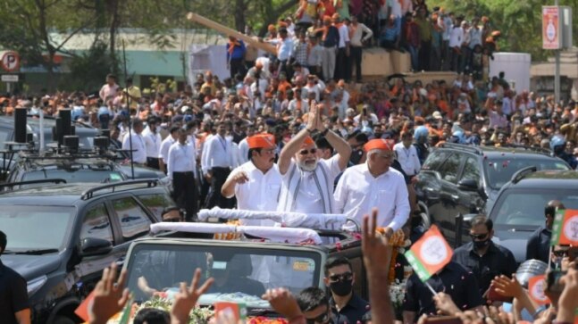 PM Modi holds roadshow in Gujarat for second day in row