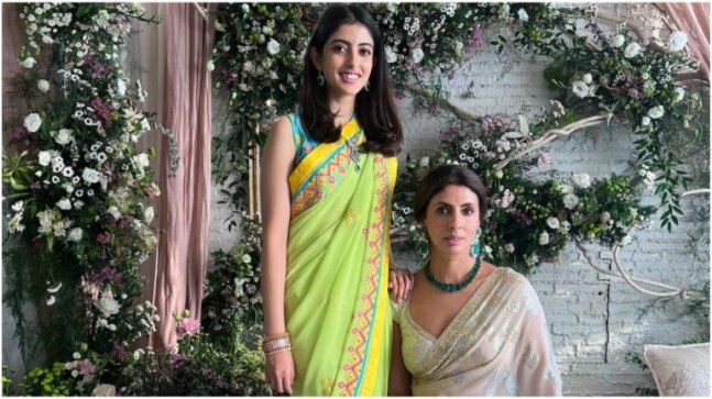 Shweta Bachchan and Navya in Abu Jani and Sandeep Khosla sarees redefine elegance at Alia-Ranbir wedding - Vimarsana News