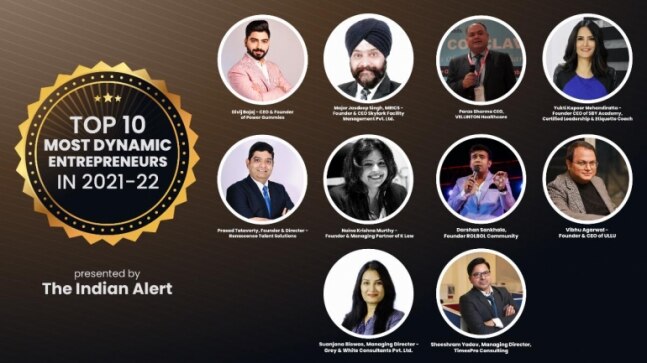 The Indian Alert announces top 10 most dynamic entrepreneurs in 2021-22 - Vimarsana News