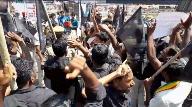 Black flag protest against Amit Shah in Puducherry, 120 detained - Vimarsana News