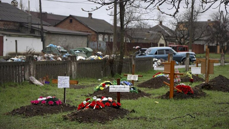 Ukrainian woman finds son's lifeless body in well as Russian soldiers retreat Graves of local residents