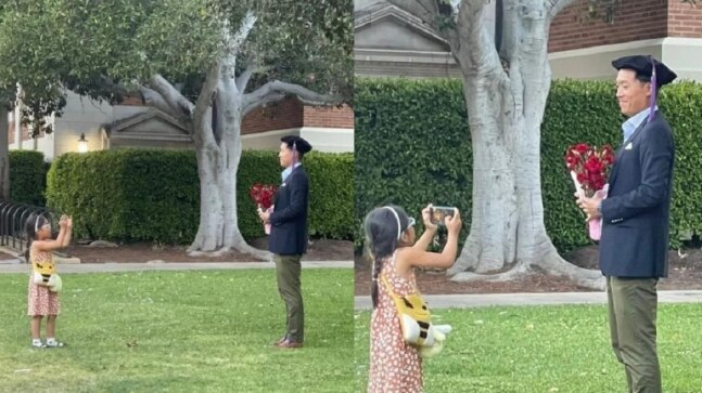 Little girl clicks her father’s pic on his graduation day. Adorable moment goes viral