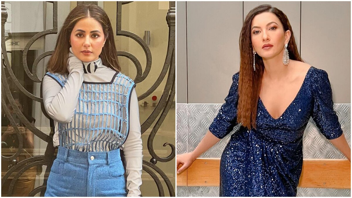 hina khan denim dress Hina Khan bids adieu to Cannes 2022 in quirky denim outfit, pictures leave fans impressed! | Photogallery