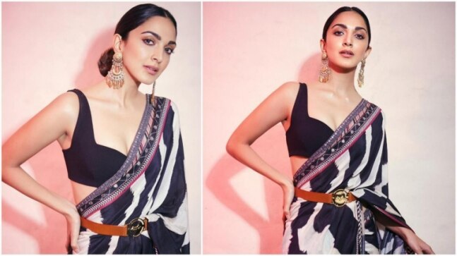 Kiara Advani in belted saree and chunky earrings exudes ethnic charm in new pictures. We love
