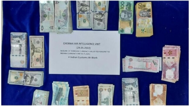 Chennai Air Customs seizes assorted foreign currency worth Rs 50 lakhs