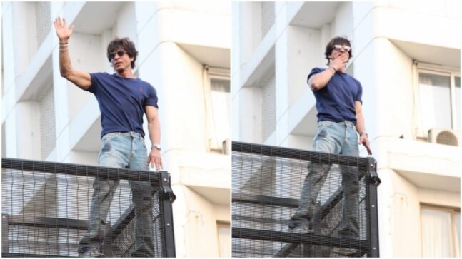 Shah Rukh Khan waves at fans, blows kisses from Mannat on Eid. Watch video
