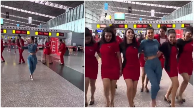 SpiceJet airhostesses dance with Bengali actress Monami Ghosh at Kolkata airport. Video is viral