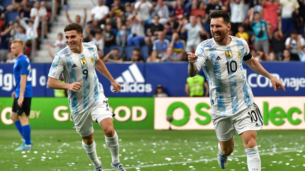 Lionel Messi nets five goals in a game for first time in his international career as  Argentina rout Estonia