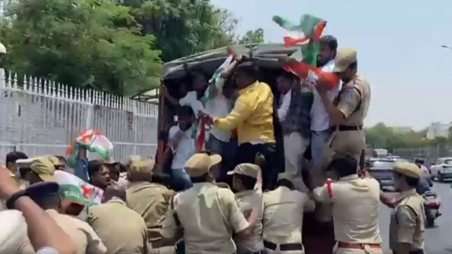 Hyderabad Youth Congress protest outside Pragathi Bhavan; demands home minister's, KTR's resignation - Vimarsana News