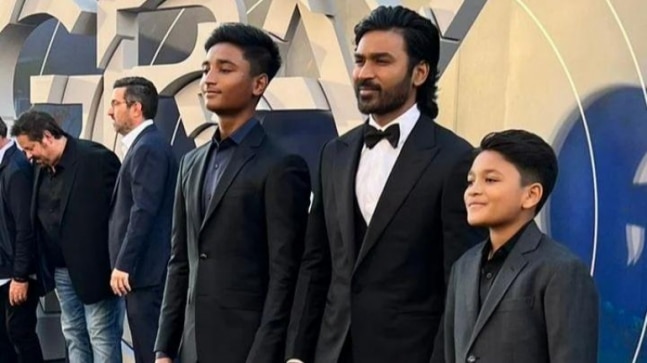 Dhanush and his sons make a dapper appearance at The Gray Man’s premiere in LA