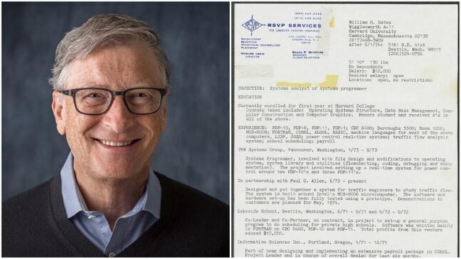 Bill Gates takes trip down memory lane, shares 48-yr-old resume on LinkedIn. It's viral