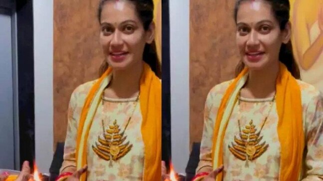 Newlywed Payal Rohatgi performs Pag Phera ritual in yellow suit, red choora. Watch