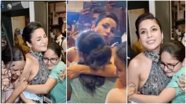 Shehnaaz Gill hugs an emotional fan at an event, fans call her queen of hearts