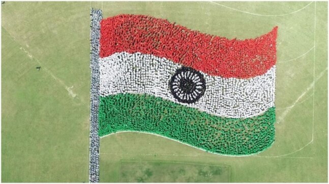 Chandigarh University students create world record for largest human image of waving flag - Vimarsana News