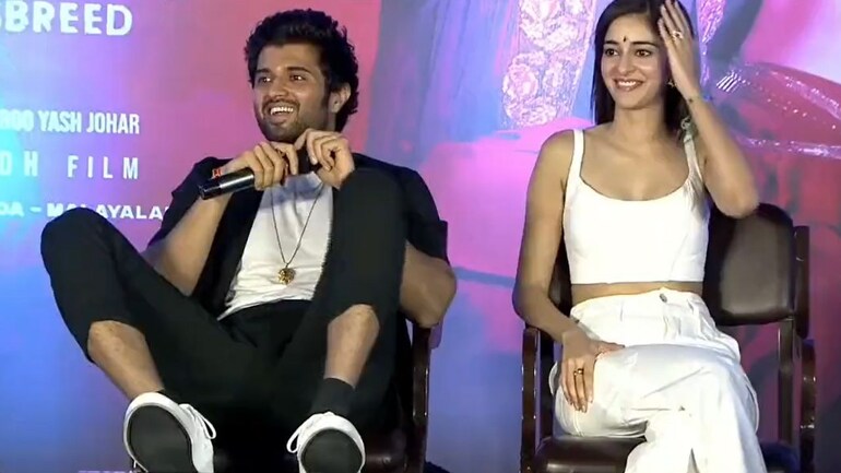 Vijay Deverakonda put his feet up in front of journalists during Liger promotions. Vijay Deverakonda put his feet up in front of journalists during Liger promotions.