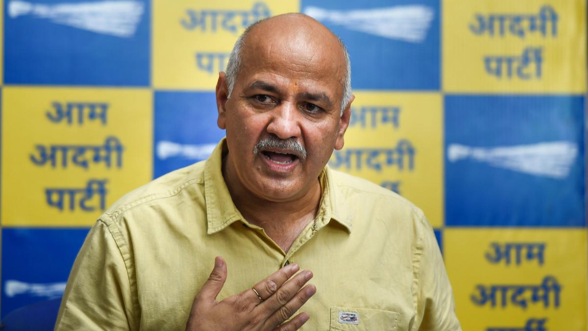 Deputy Chief Minister of Delhi Manish Sisodia addresses a press conference in New Delhi.