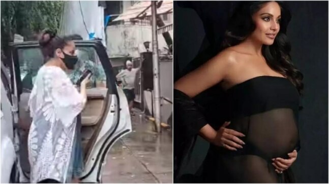 Heavily pregnant Bipasha Basu's maternity fashion is on point as she visits salon in Mumbai. Watch