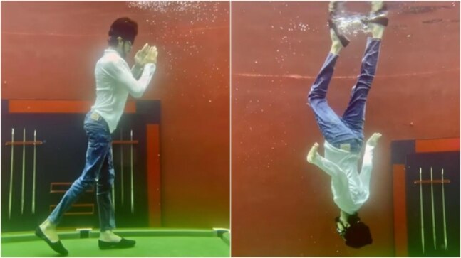 Man moonwalks upside-down underwater. Viral video has over 9 million views