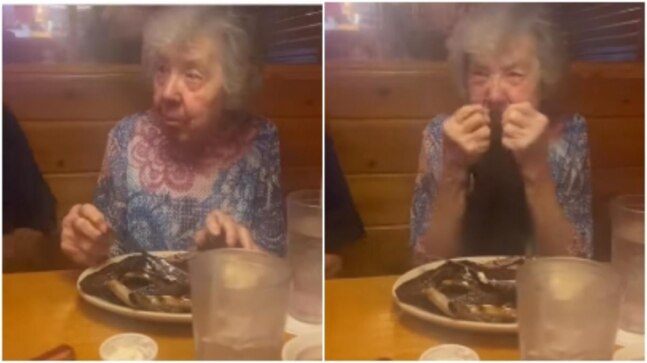 84-yr-old woman breaks down after getting a birthday shoutout at her favourite restaurant