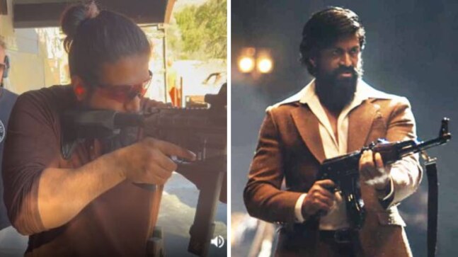 Yash makes Kalashnikov gun reference from KGF 2 during target practice in LA. Watch - Vimarsana News