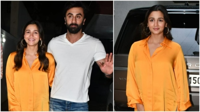 Alia Bhatt nails pregnancy fashion in oversized shirt as she poses with hubby Ranbir Kapoor. New pics