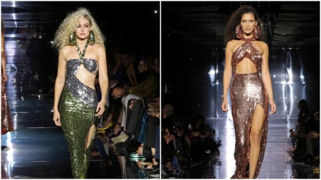 Gigi and Bella Hadid in glitzy outfits walk the ramp for Tom Ford at New York Fashion Week