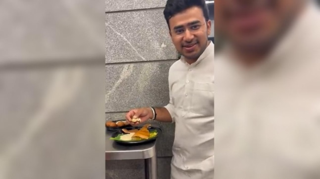 Haven't received it yet: BJP's Tejashvi Surya as Congress sends 10 dosas after viral video amid Bengaluru flood